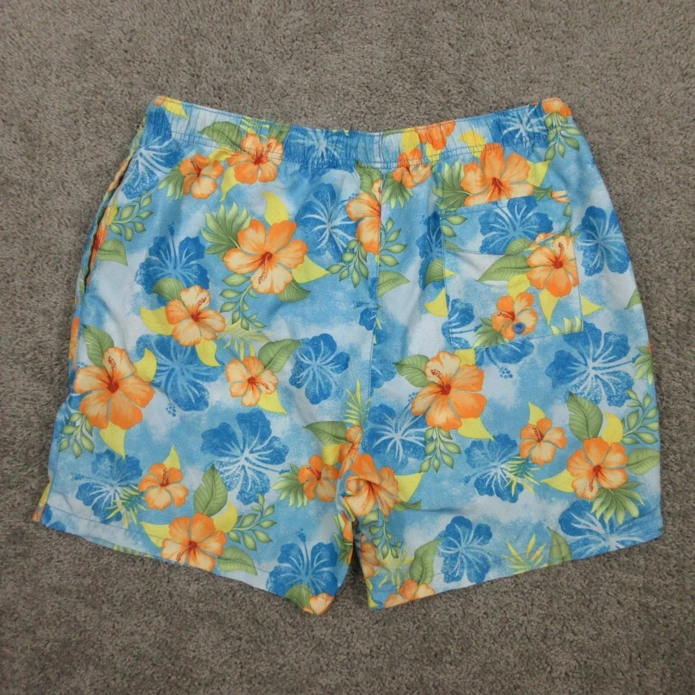 Tommy Bahama Swim Trunks Mens XL Blue Floral Hawaiian Shorts Bathing Suit Beach